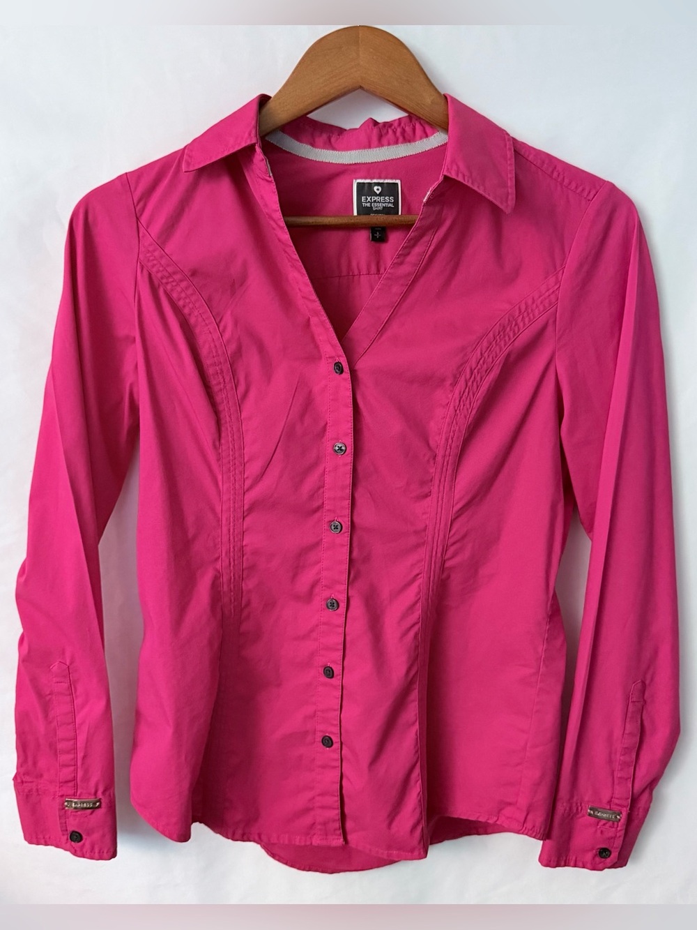 Authentic Express Vintage Style The Essential Magenta Small Fitted Dress Shirt